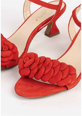 Rød fin sandal med hæl fra Bukela